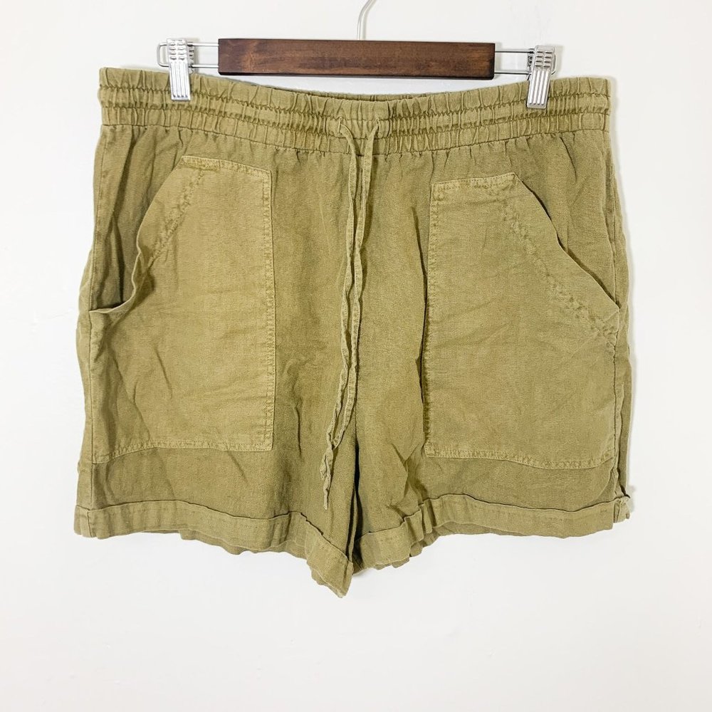 Universal Thread Green Linen Drawstring Shorts L - image 2